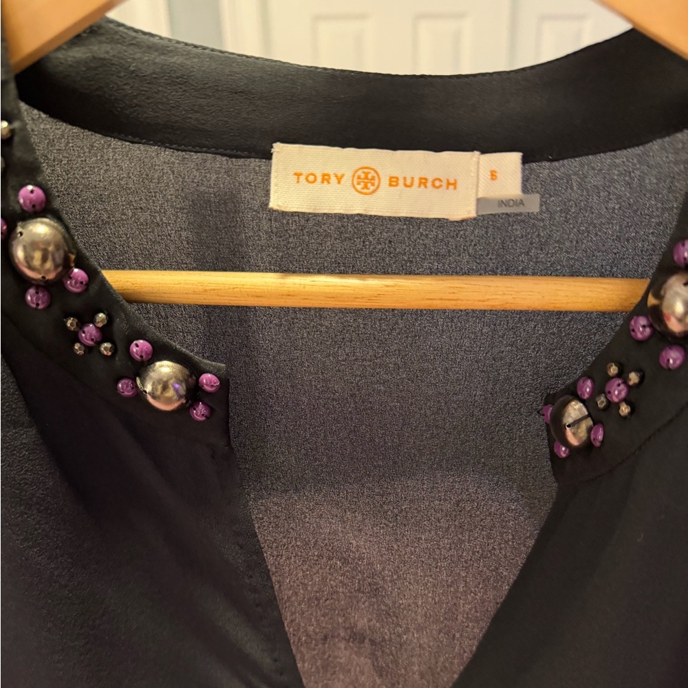 Tory Burch Black Blouse Mezair 100%Silk Tunic 
Women’s Size:8 - Picture 6 of 10